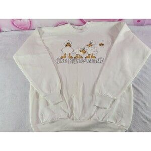 Fruit of The Loom Vintage "One Bill Too Many" White Textured Graphic Sweater XL